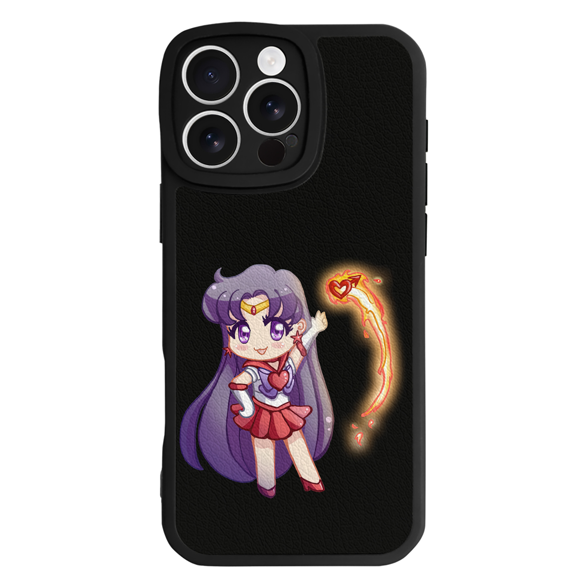 （画像用） 美少女戦士セーラームーン 火野レイ ひの レイ Sailor Moon Hino Rei （セーラーマーズ,Sailor Mars） 【iPhone 16シリーズ対応】シリコンスマホケース（レザー調） 材質：シリコン